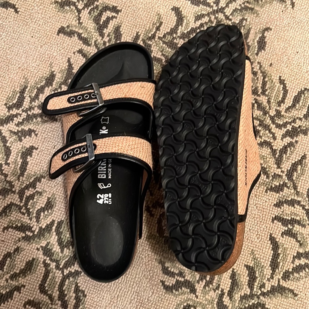 Brand New Black and Tan Size 42 Limited Edition linen Birkenstocks